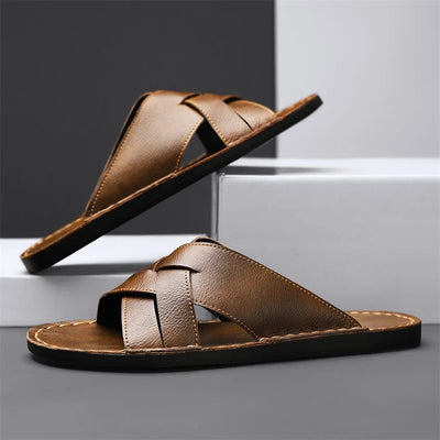 Double-Band Cow Leather Sandals