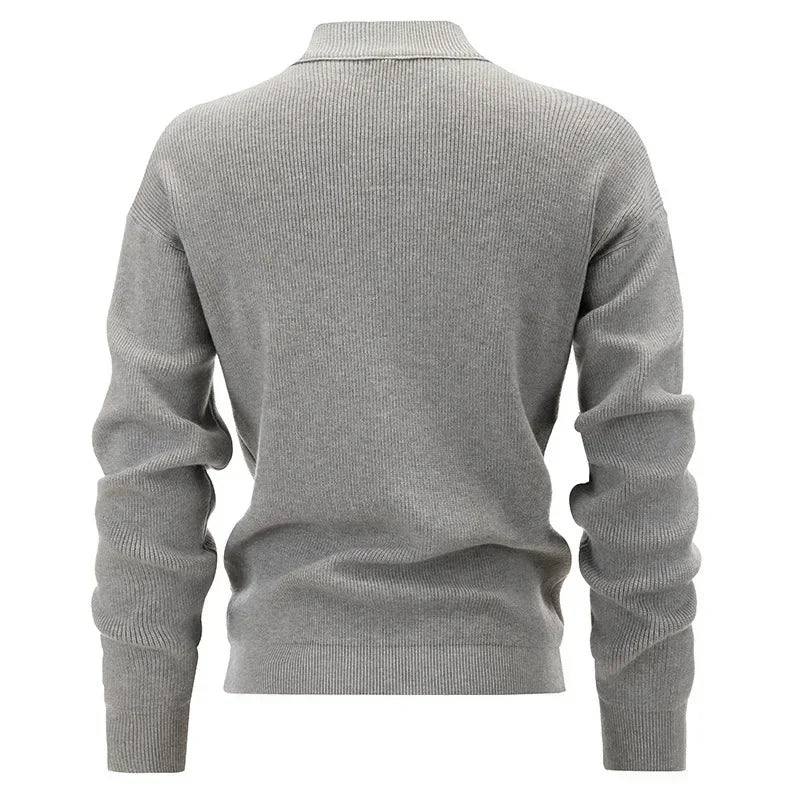 Ribbed Full-Zip Cotton Sweater