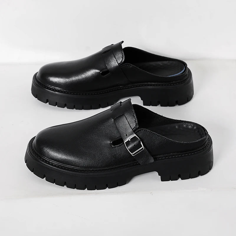 Chunky Buckle Slide Mules
