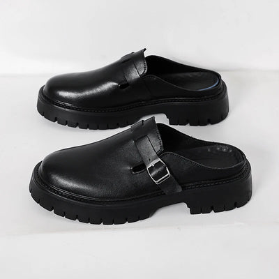 Chunky Buckle Slide Mules