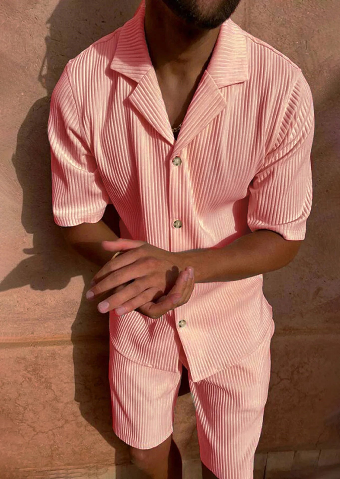Ribbed Lounge Shirt & Shorts Set
