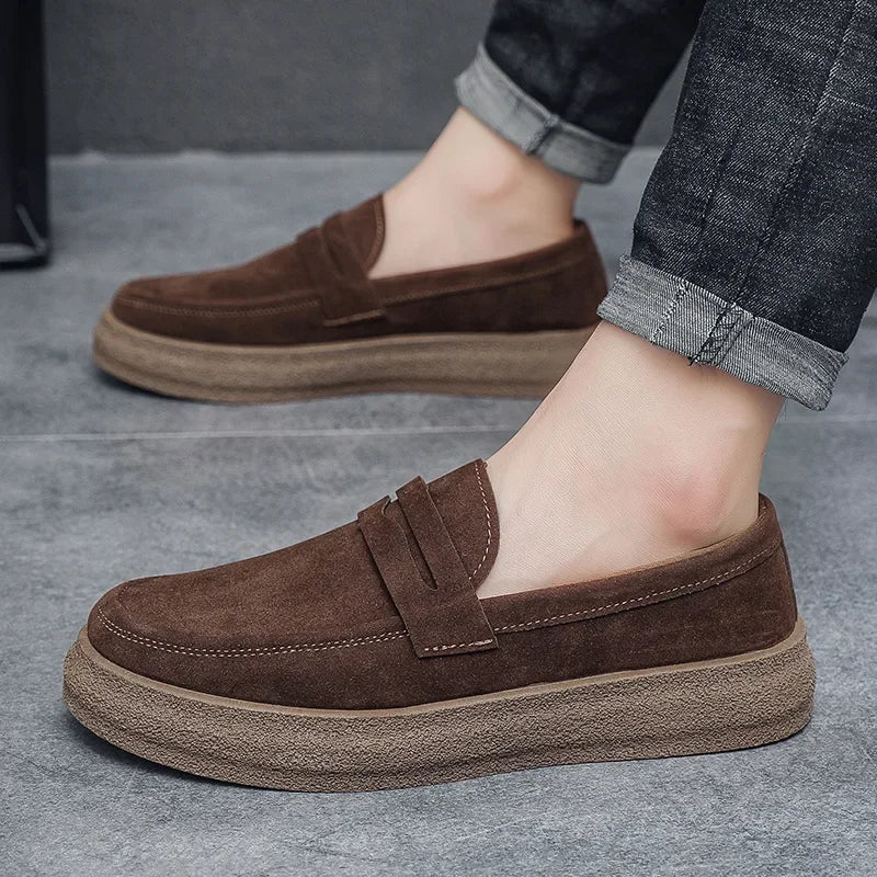 Textured Sole Suede Loafers