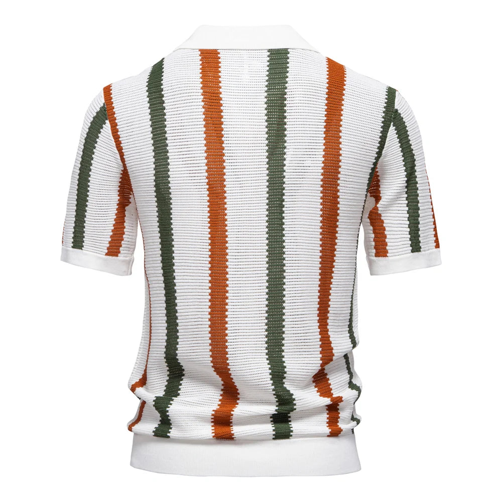 Retro Striped Texture Polo