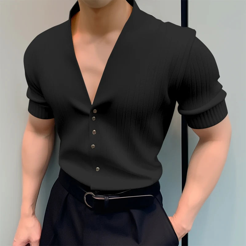 Deep V Modern Knit Polo