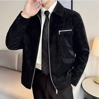 Faux Suede Office Zip Jacket