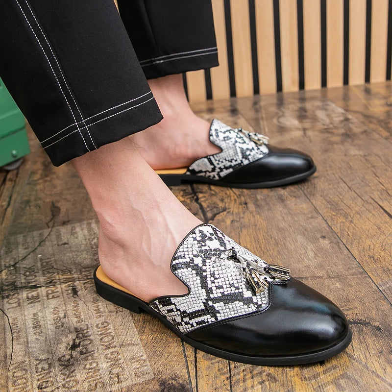 Elegant Slip-On Snake Mules
