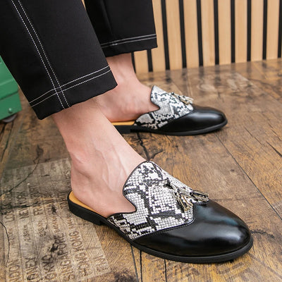 Elegant Slip-On Snake Mules