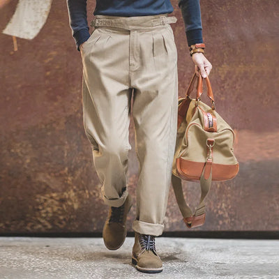 Retro Pleated Waistband Trousers