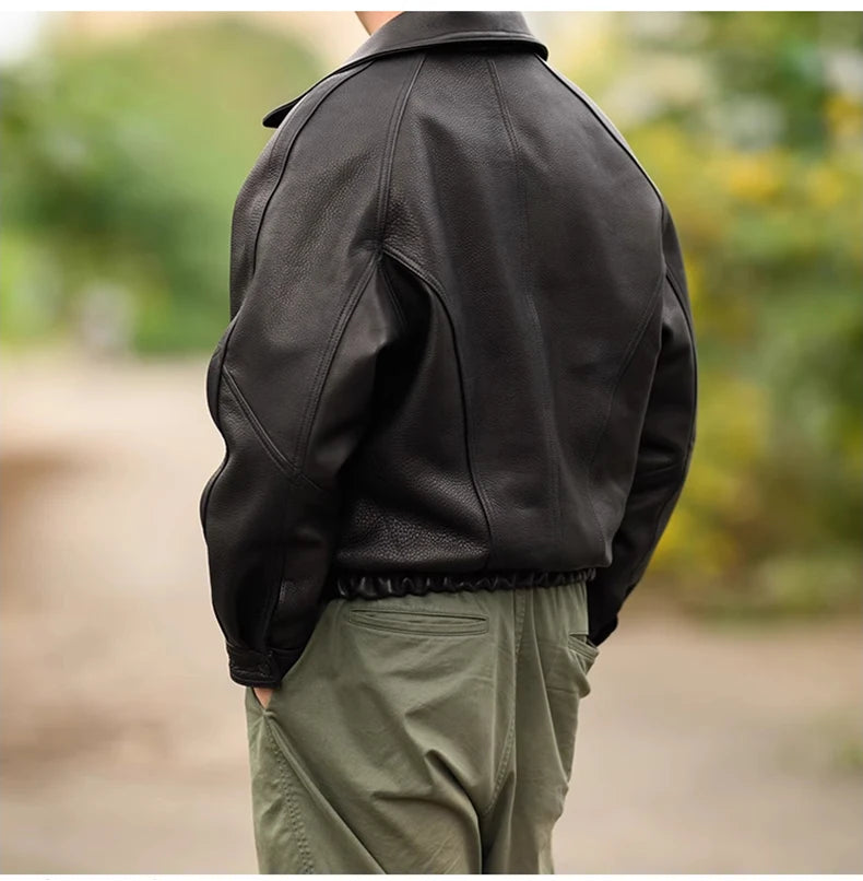 Raglan Faux Leather Bomber Jacket