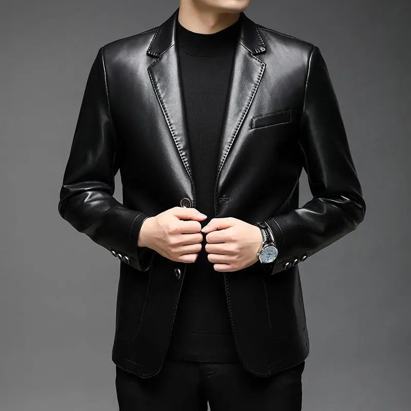 Classic Faux Leather Blazer