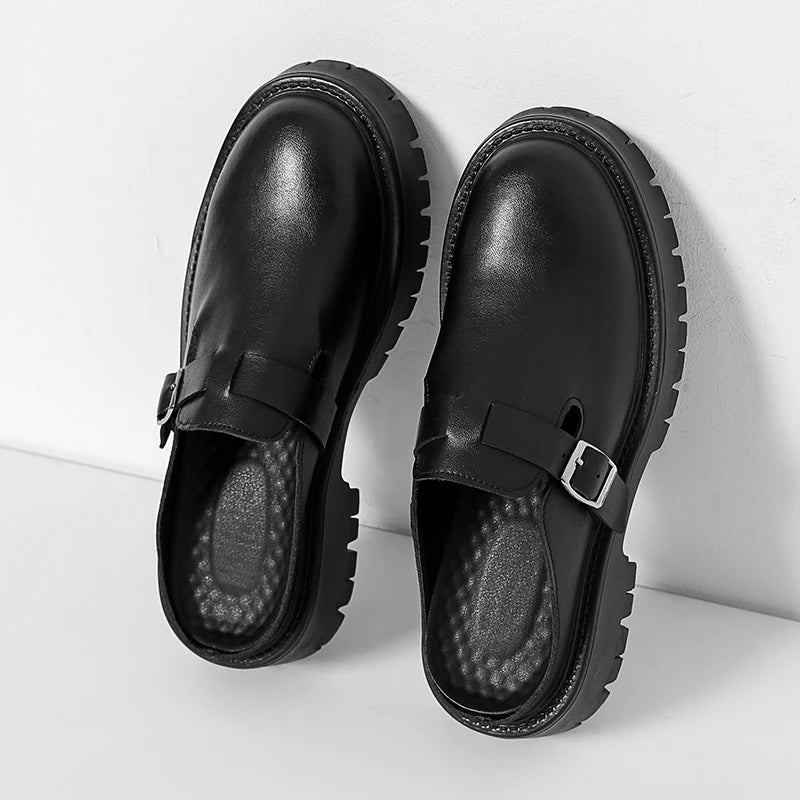 Chunky Buckle Slide Mules