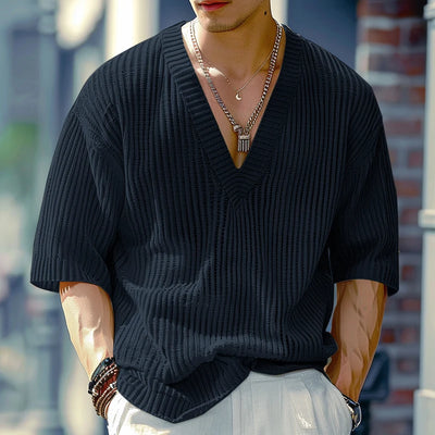 Relaxed Ribbed V Sweater