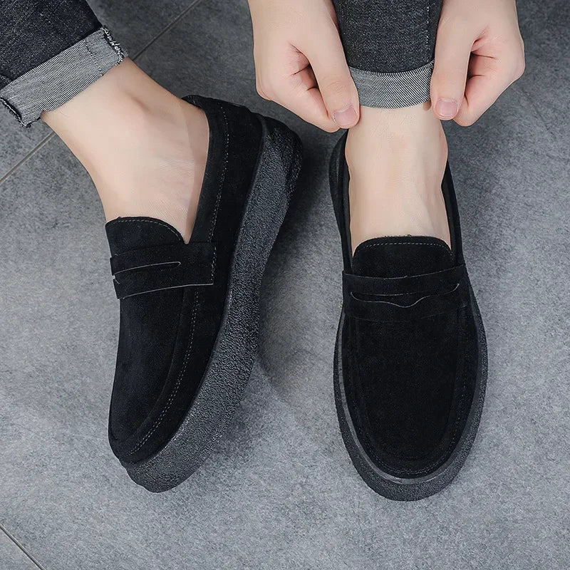 Textured Sole Suede Loafers