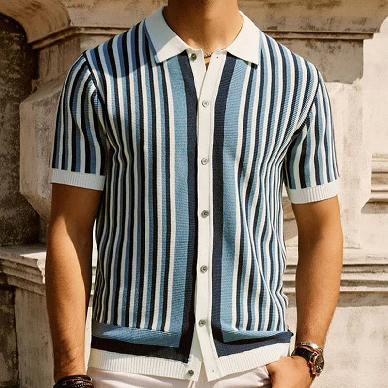 Sunset Stripe Button Polo
