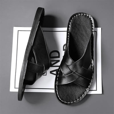 Double-Band Cow Leather Sandals
