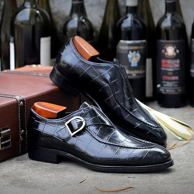 Glossy Crocodile Monk Loafers