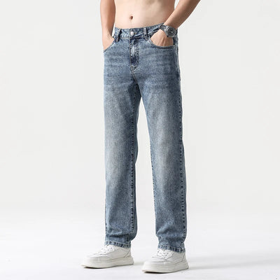 Washed Straight Denim Jeans