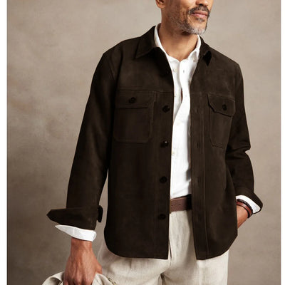 Chest Pocket Faux Suede Jacket