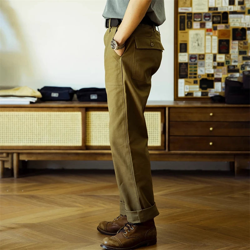 Retro Straight-Leg Workwear Pants