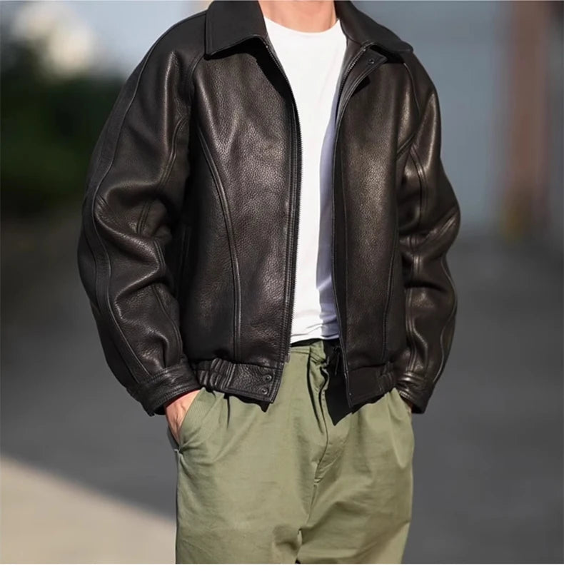 Raglan Faux Leather Bomber Jacket