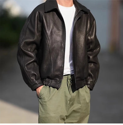 Raglan Faux Leather Bomber Jacket