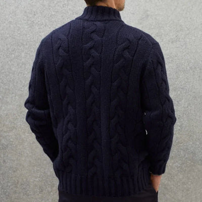 Textured Knit Zip-Up Sweater