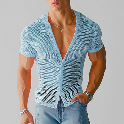See-Through Knit Button Shirt