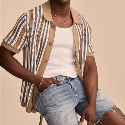 Wavy Pattern Knit Polo