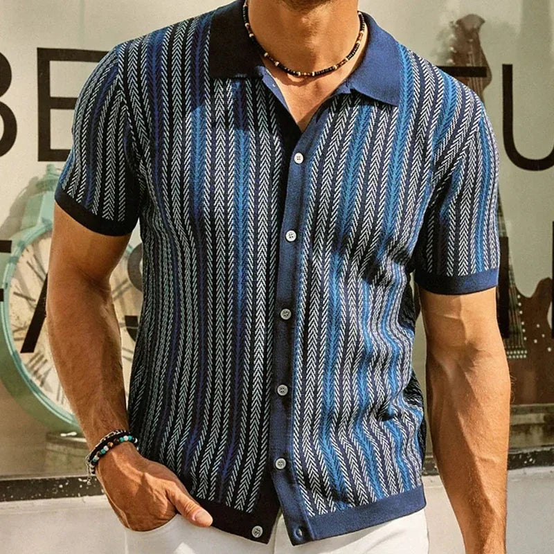 Retro Striped Polo Shirt