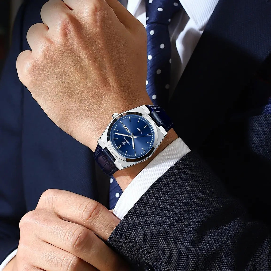 Sapphire Dial Leather Watch