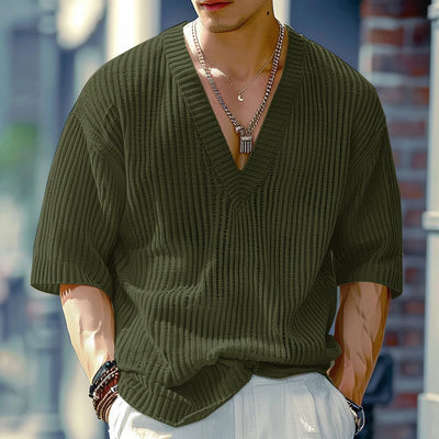 Relaxed Ribbed V Sweater