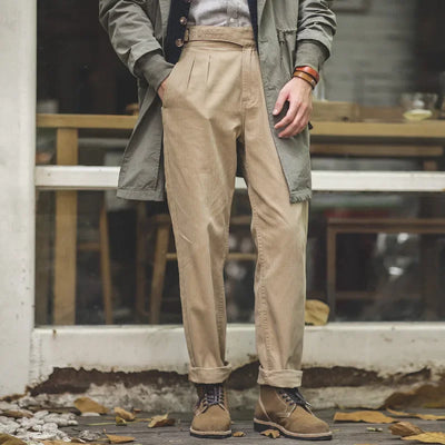 Retro Pleated Waistband Trousers