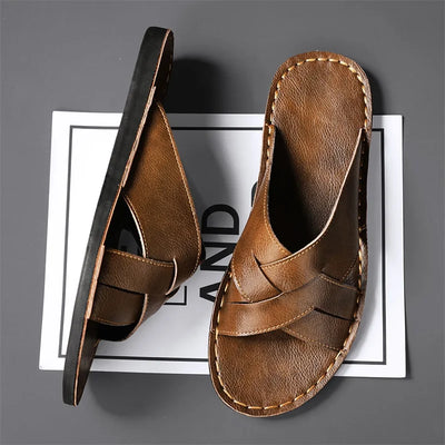 Double-Band Cow Leather Sandals