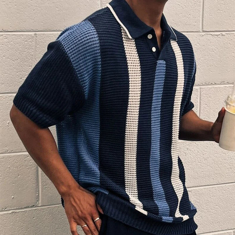 Two-Tone Knit Texture Polo