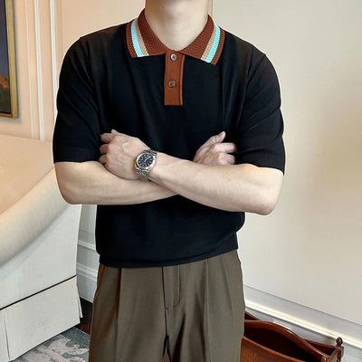 Vintage-Style Knit Polo Tee
