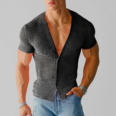 See-Through Knit Button Shirt