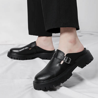 Chunky Buckle Slide Mules