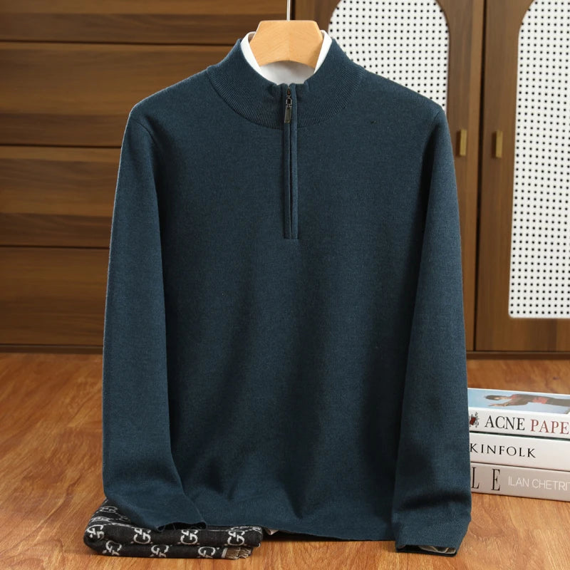 Clean Cut Half-Zip Wool Pullover