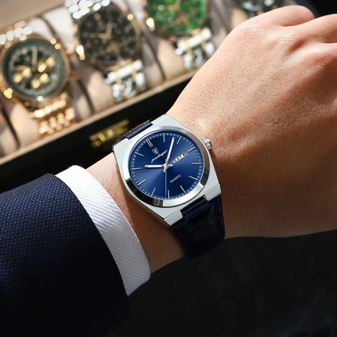 Sapphire Dial Leather Watch