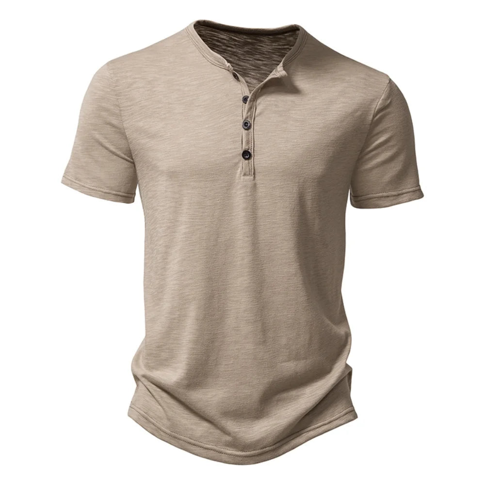 Minimalist Cotton Henley Shirt
