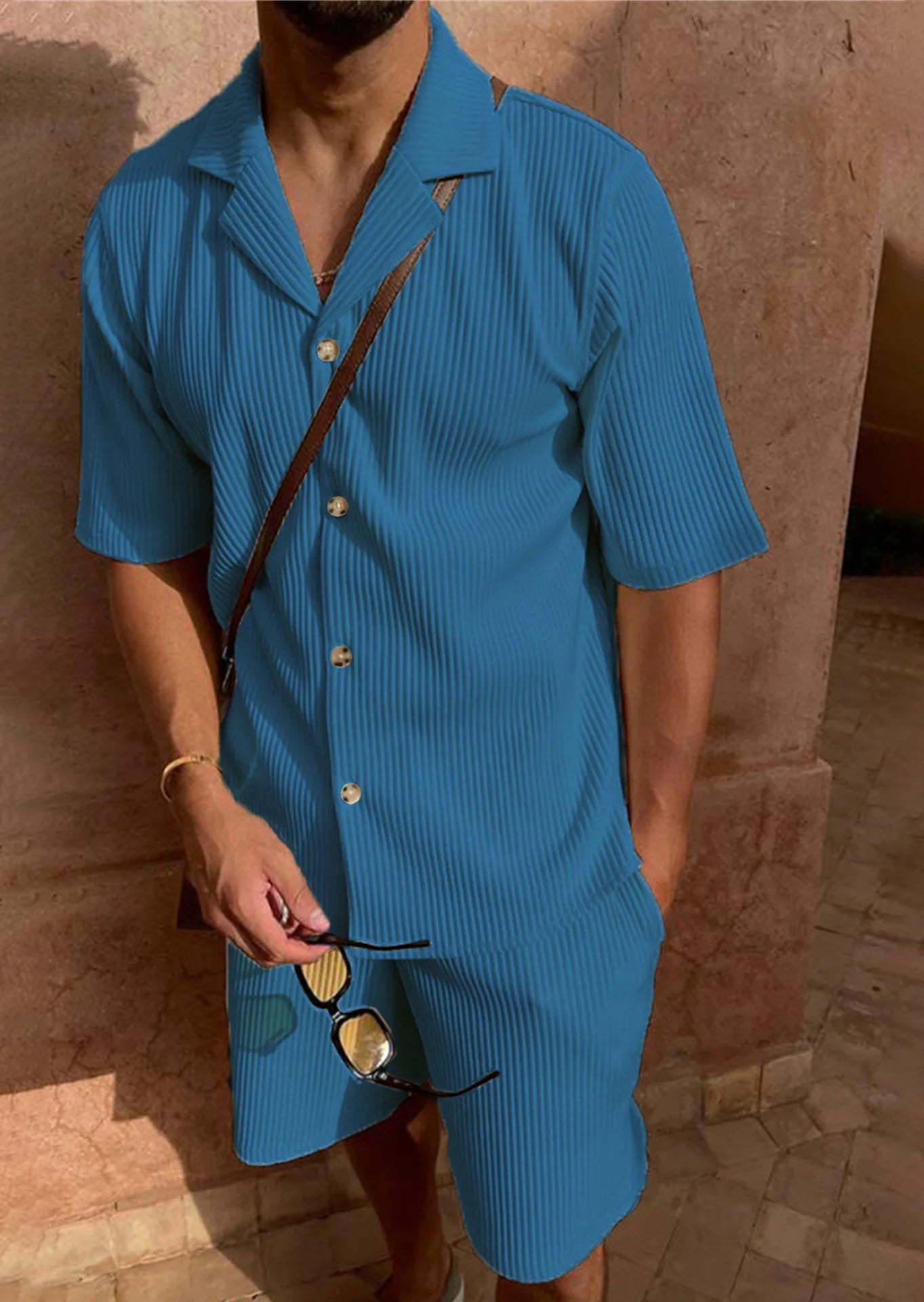 Ribbed Lounge Shirt & Shorts Set