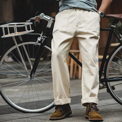 Vintage Straight-Leg Cotton Pants
