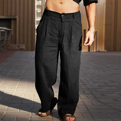 Crinkle Texture Linen Trousers