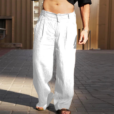 Crinkle Texture Linen Trousers