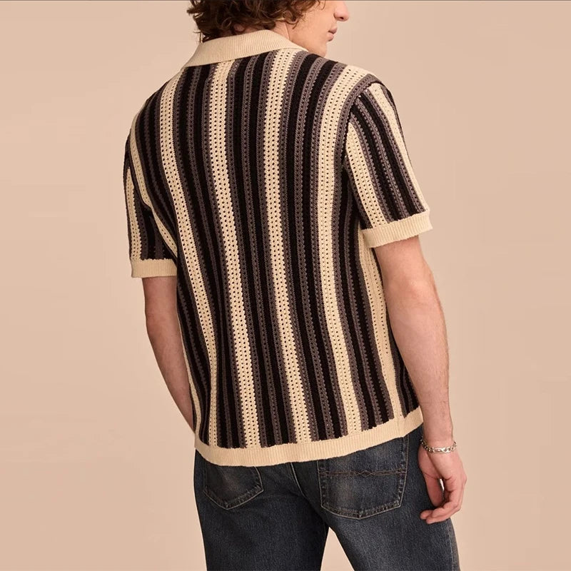 Wavy Pattern Knit Polo