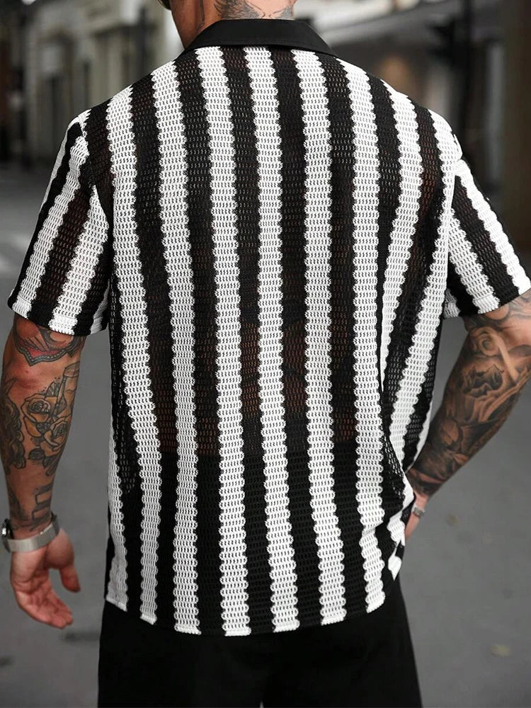 Retro Crochet Stripe Shirt