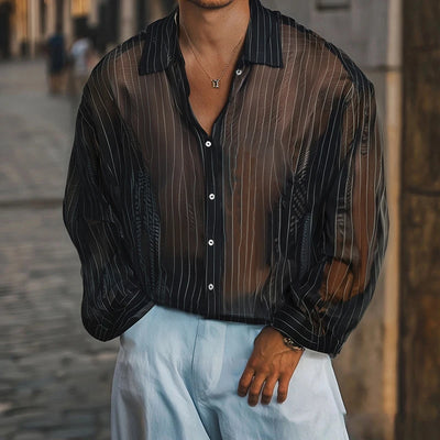 Sheer Striped Chiffon Shirt