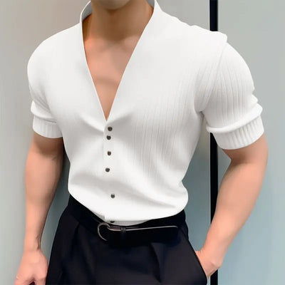 Deep V Modern Knit Polo