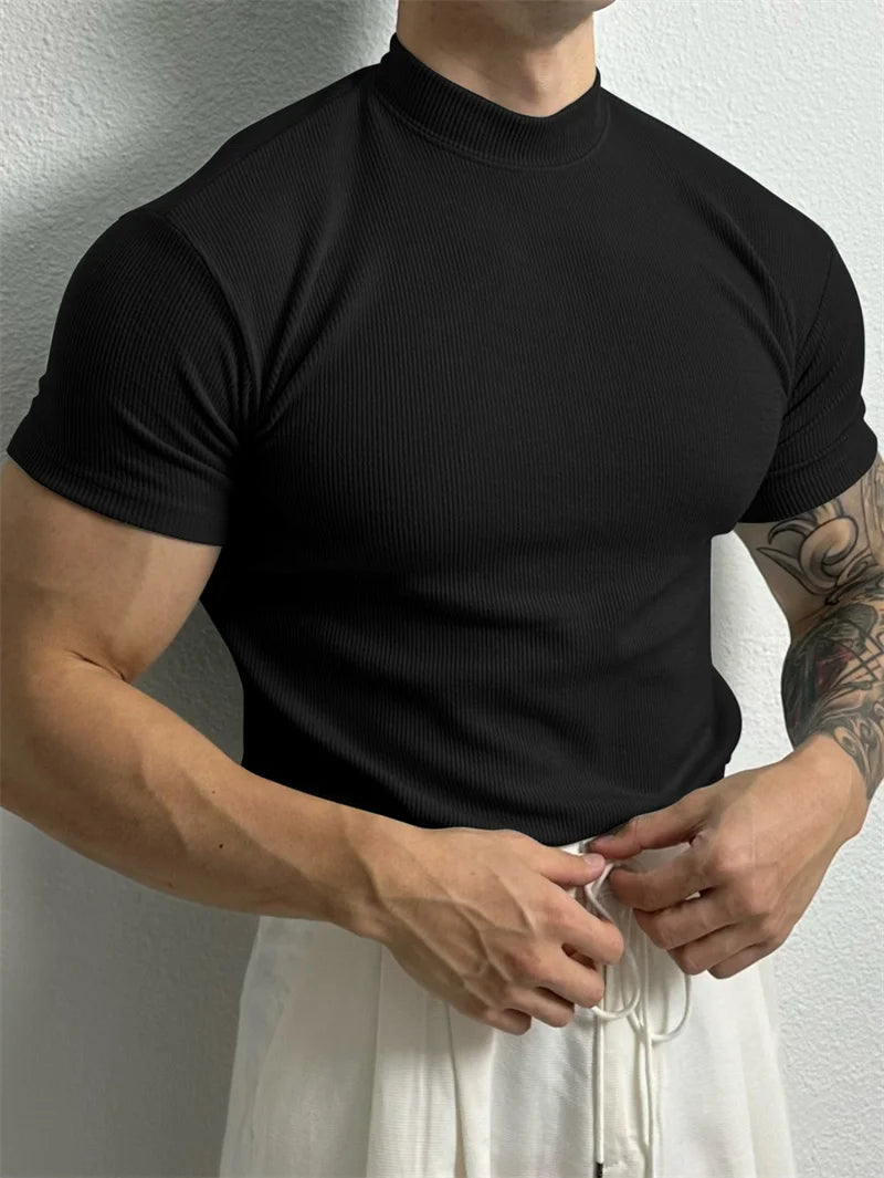 Minimalist Ribbed Knit T-Shirt