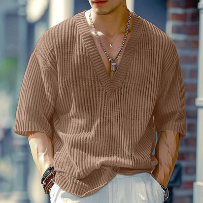 Relaxed Ribbed V Sweater